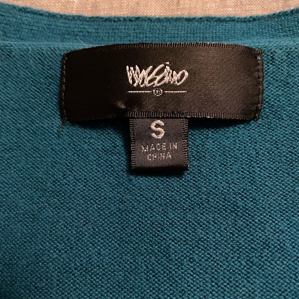 Mossimo size small 100% cotton Teal Knit Short Sleeve Cardigan cropped top euc - Picture 2 of 6